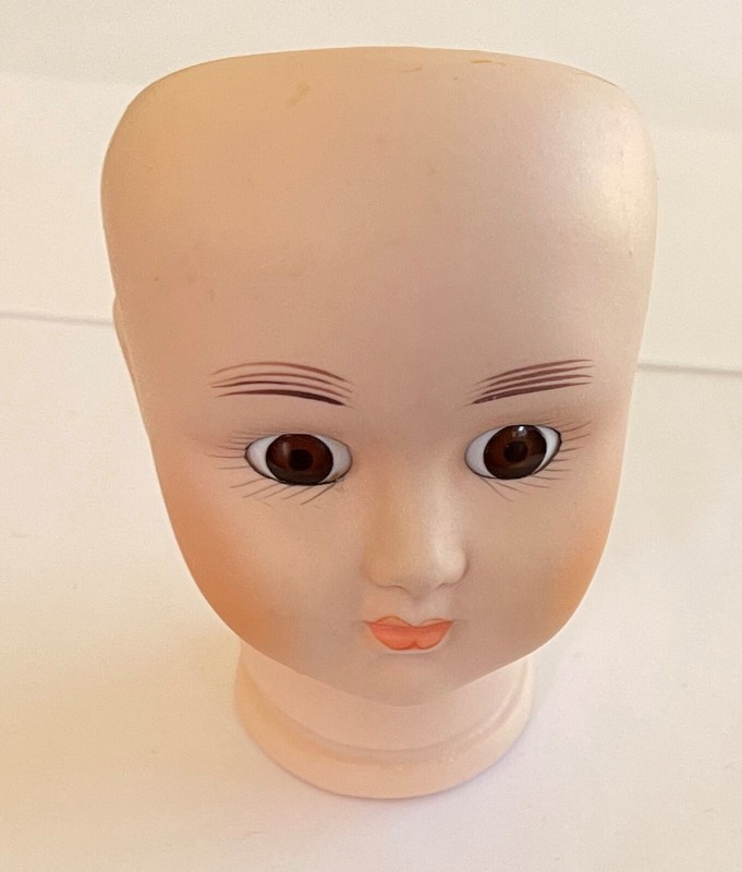 Porcelain Bisque Doll Brown Eyes HEAD ONLY UNMARKED VINTAGE