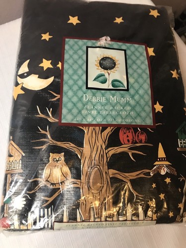 Debbie Mumm Flannel Backed Vinyl Tablecloth 60"X84" Oblong Halloween Fall NOS - Picture 2 of 11