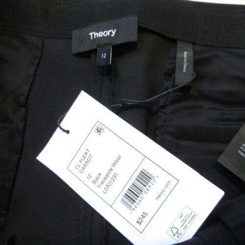 NWT THEORY Pleated Carrot Crop in Black Traceable Stretch Wool Pants 12 - Picture 6 of 8