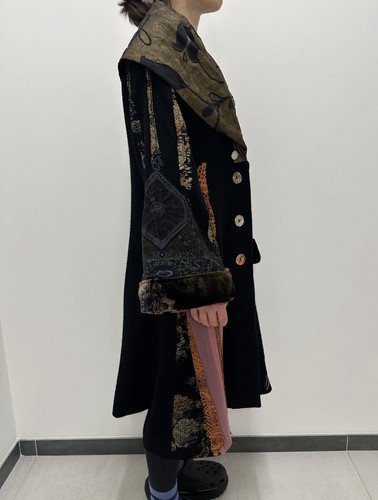Save The Queen Wool Leather Patchwork Avant Garde Art Coat Size M - Picture 10 of 23