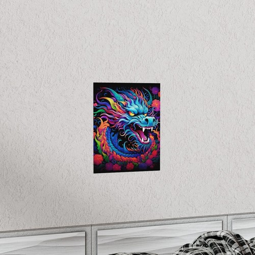 Mystic Asian Dragon Blacklight Premium Matte Vertical Poster 11" x 9" - Picture 7 of 9
