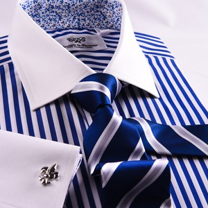 New Arrival Navy Blue Check Business Shirt Easy Iron Wrinkle Free Boss Mens Ego