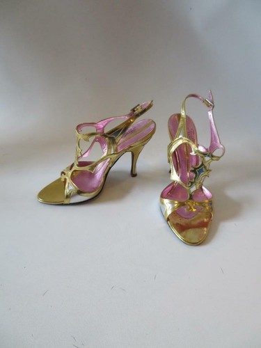 WOMENS FRANKLIN ELMAN GOLD/SILVER LEATHER SANDALS SZ 37 EUR/US 7 *