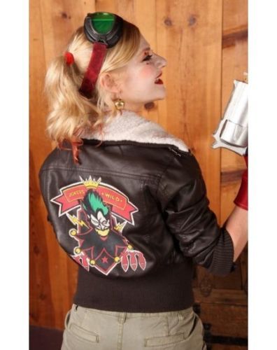 Women's Comic Wild Joker Harley Quinn Suicide Squad Bombshell Leather Jacket - Picture 1 of 6