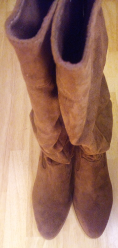 NWT Time & Tru Women's Tall Heeled Faux Suede Slouch Boots Cognac Sizes 6 & 9 - Bild 6 von 9