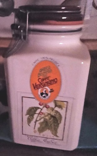 COPPIA BARATTOLI CERAMICA CAFFE' VERGNANO DAL 1882 VINTAGE SU ETICHETTA 09/1992 - Foto 11 di 11