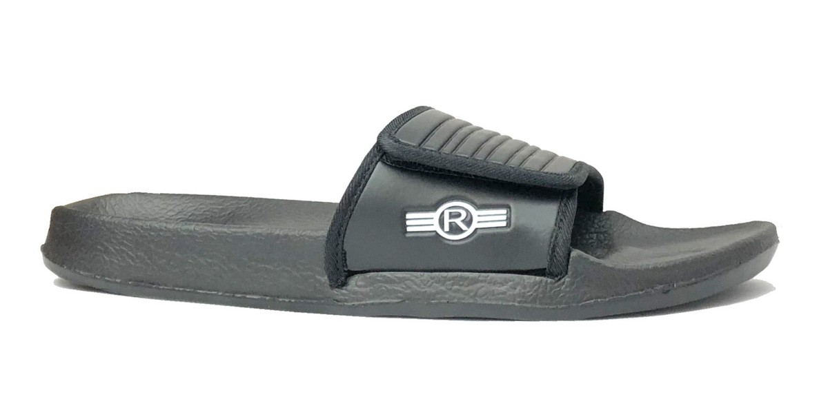 モノクローム Men's Slides self-adhesive band adjustable upper for gym, pool