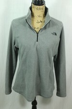 The North Face Women's L TKA 100 Fleece Quarter Zip Pullover Soft Gray Jacket