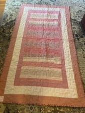 HANDMADE MACHINE QUILTED COTTON BLANKET 48" X 86" NICE 