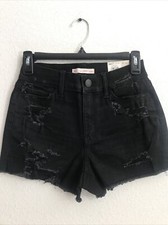 SO Women's High Rise Curvy Shortie Shorts BlackSize 3/26 Retail 34 APO-199-4