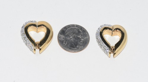 Orecchini Calolee Grossi Galleggianti Cuore Pavè Strass Clip - Foto 2 di 7