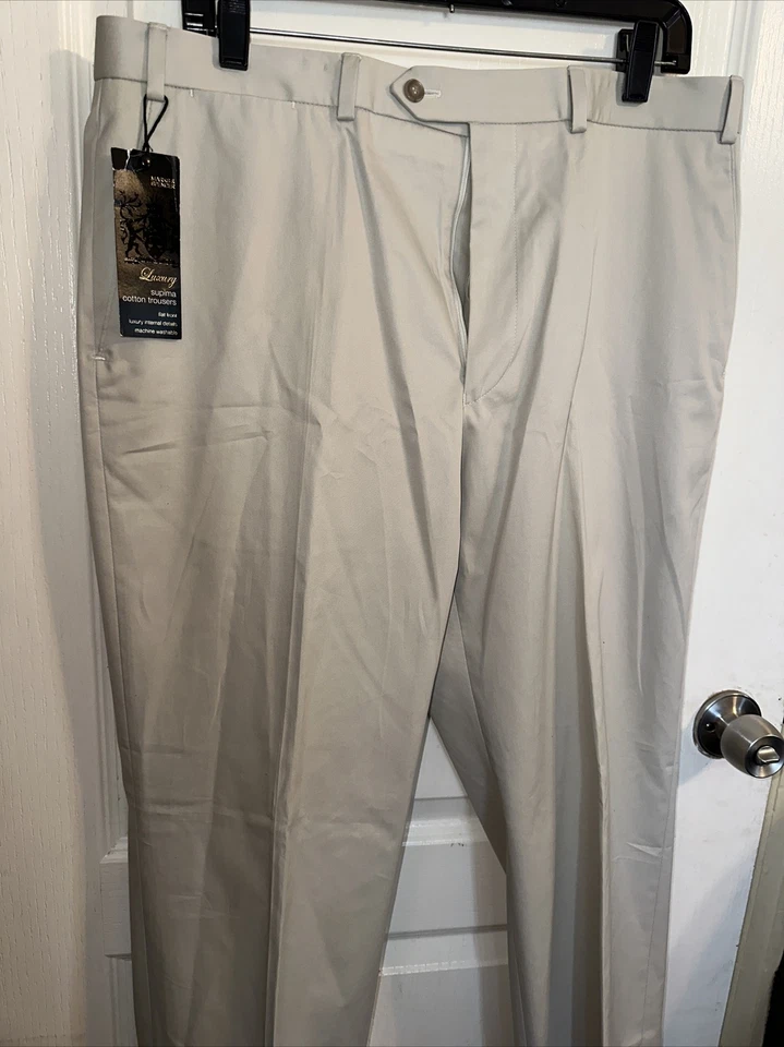 Pantalones Marks & Spencer Beige Claro Bolsillos Cortados Talla 36 X 31 Para Hombre Nuevos con Etiquetas Plisados Foto 4 de 4
