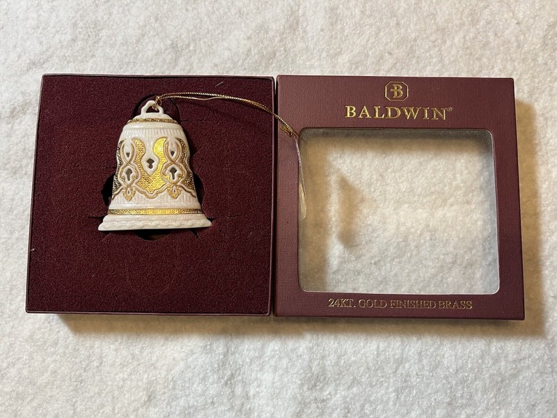 Baldwin 24Kt Gold Christmas Bell Ornament NIB