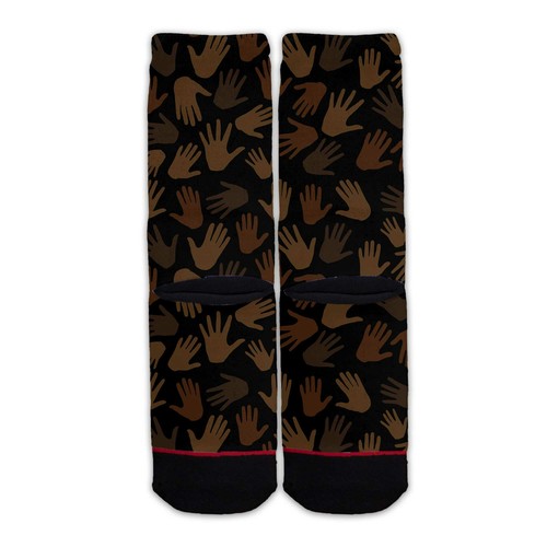 Function - Black Hands Pattern BLM Black Lives Matter Tall Crew Socks - Picture 3 of 4