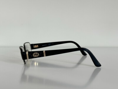 Gucci GG Half Rim Black Brown Eyeglasses Optical Frame 52-17-135