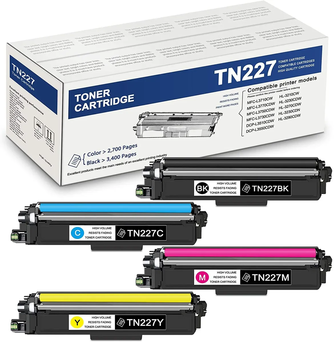 TN227 Toner Cartridge replacement for Brother TN223 HL-L3270CDW  MFC-L31710CW Lot