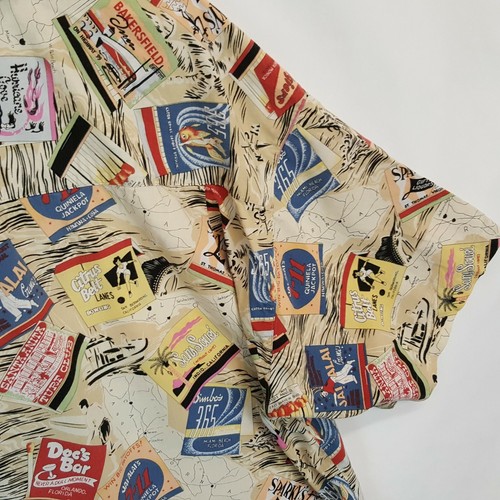 VTG Quiksilver Aloha Hawaiian FLA Ca Map Postcards Mens XL Rayon Loop Shirt QS - Picture 9 of 12
