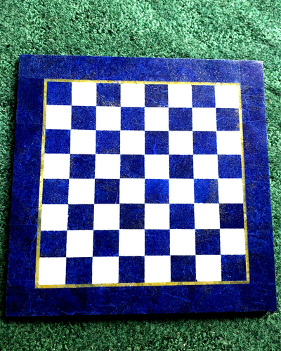 30x30cm Lapis Lazuli & Marble Vintage Chess Board Set, Handmade Marble Chess Set - Picture 3 of 11