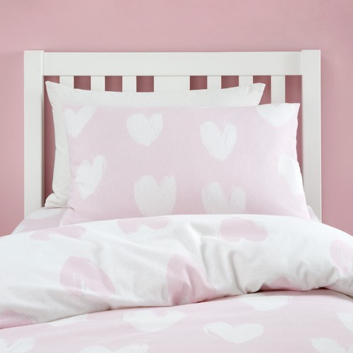 Catherine Lansfield Brushed Hearts Kids Duvet Cover Bedroom Range Pink/White - Picture 4 of 48