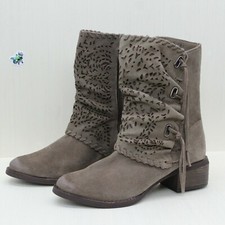 Naughty Monkey Women's Vamp Phyer Taupe Suede Leather Ankle Boots Size Us 8