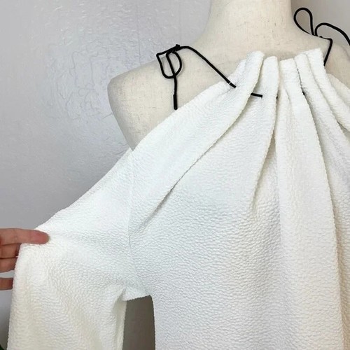 FINDERS Mujer Talla XS Blanco Marcel Raglán Hombro Frío Halter Top Manga Acampanada - Imagen 5 de 12