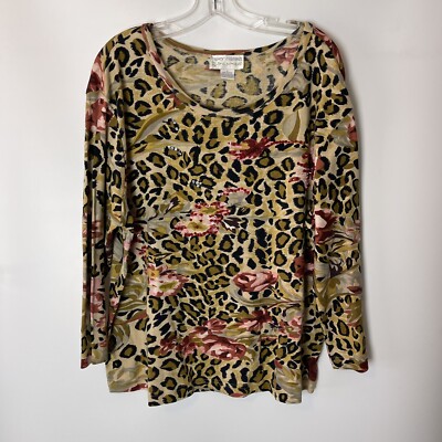 Casey Coleman Leopard Print Shirt Sweater SZ 1X 