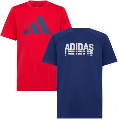 Boy's Adidas 2 Pack Active Tee Shirts Size XLarge 18 - 20 Navy Blue and Red - Picture 1 of 12