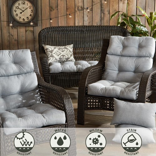 Greendale Home Fashions Outdoor 44 x 22-inch High Back Chair Cushion, Set of ... - Picture 6 of 8