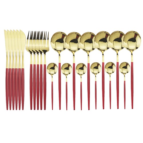 24 Teile Gold Geschirrset Edelstahl Geschirrset Besteckset - Bild 21 von 39
