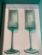 Tiffany & Co Diamond Point Crystal Champagne Glasses- New with Original Packing