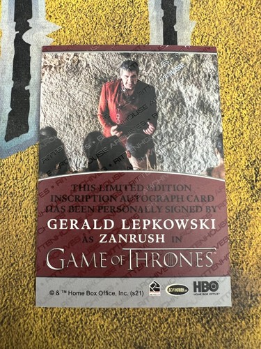 GoT Iron Anniversary 2 2021 Gerald Lepkowski como Zanrush inscripción autógrafo - Imagen 2 de 2