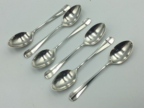 CASED GEORGE V STERLING SILVER TEASPOONS, HANOVERIAN STYLE, BIRM C1930 - Picture 5 of 17