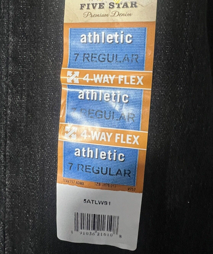 New with Tags Wrangler Boys Athletic 4-Way Flex Blue Jeans 7 Regular Adjustable - Picture 4 of 5