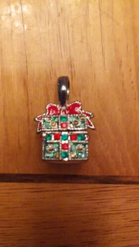 Christmas Present Charm Trinket Opens To A Book Inside Rhinestones 4-Sided Heavy - Picture 3 of 5