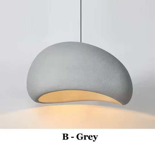 Nordic Wabi Sabi Pendant Light E27 LED Stone Hanging Light 30/40/50/60cm - Picture 18 of 19