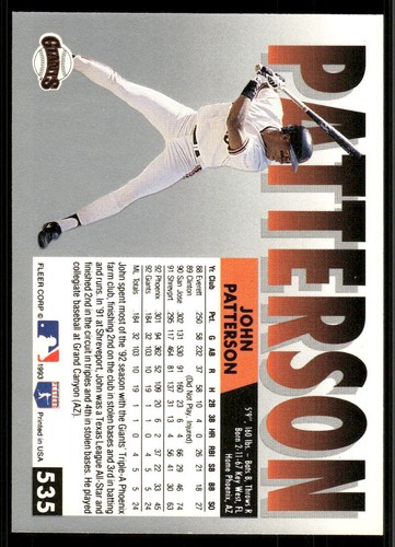 1993 Fleer #535 John Patterson - Picture 2 of 2