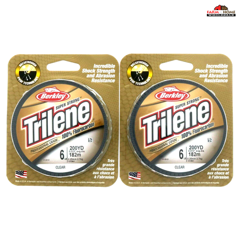 (2) Berkley Trilene 100% Fluorocarbon 6lbs./200yd. Filler Spool Clear ~ NEW