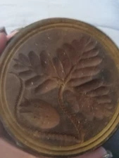 Early / Antique - Primitive Wood Hand Turned / Carved Butter Press Mold Stamp
