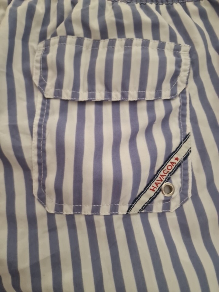 HAVACOA Men's Swim Shorts Blue & White Striped Swim Shorts Sz/XL Brand