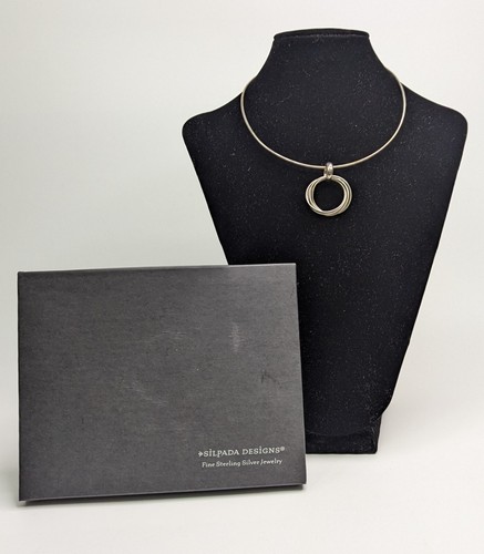 SILPADA Sterling Silver 925 Rope Necklace With Rings Pendant