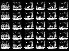 Moon Valley Bear Deer Moose Wolf 30 pcs White Fused Glass Decals