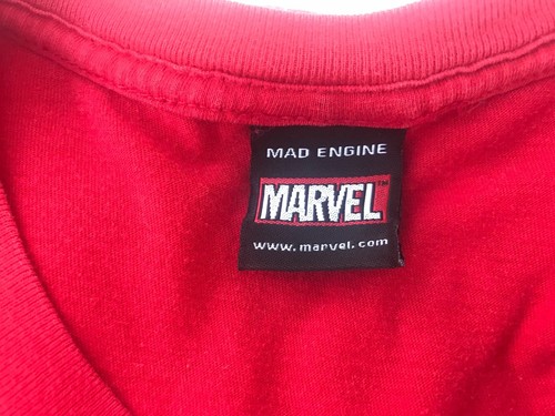 Vintage Spiderman Mad Engine Red T Shirt Mens Size Large 100% Cotton 618 - Picture 9 of 9