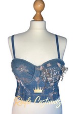 Denim Embellished Bralet Corset Bustier for Festival Fashion and Festival Outfit