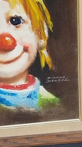 ORIGINAL GERAHMTES ÖLGEMÄLDE EINES MITFÜHLENDEN CLOWNS DIANNE DENGEL 21,5" X 17,5" - Bild 23 von 24
