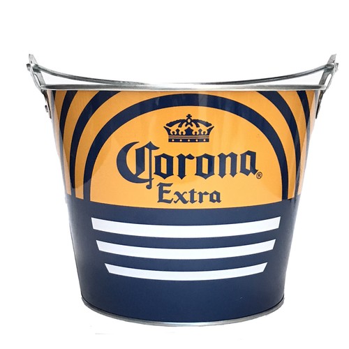 Corona Extra Galvanized Beer Ice Bucket Set of 2 Coolers Blue Yellow Rare NEW - 第 5/8 張圖片