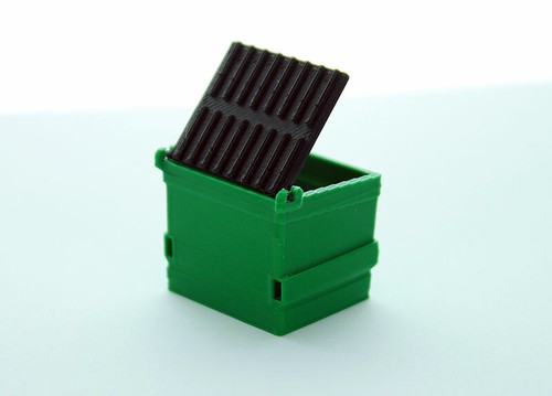 1:64 cassonetto verde con coperchio rimovibile 3D in scala Diorama Display Farm - Foto 2 di 3