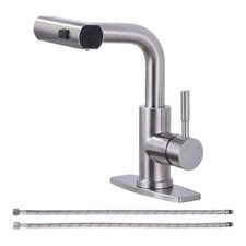 Single Handle Pull Out Kitchen Faucet With Unique 90  Swivel Sprayer Head