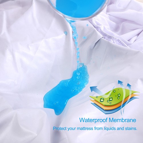 Wasserdichter Matratzenschutz Hypoallergen 18 Zoll Spannbetttuch Tiefe Tasche Bezug - Bild 3 von 33
