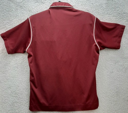 Damen Vintage 80er Jahre King Louie kastanienbraun weiß Kettenstich Bowling Poloshirt Gr. M - Bild 2 von 5
