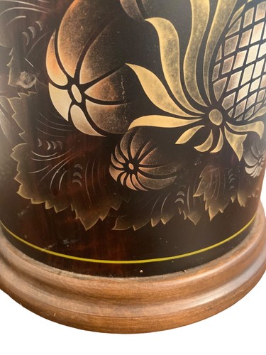 20th Century Vintage Tole Painted Floral Tin Tea Canister Jar Lamp Brown 27” - Picture 17 of 21